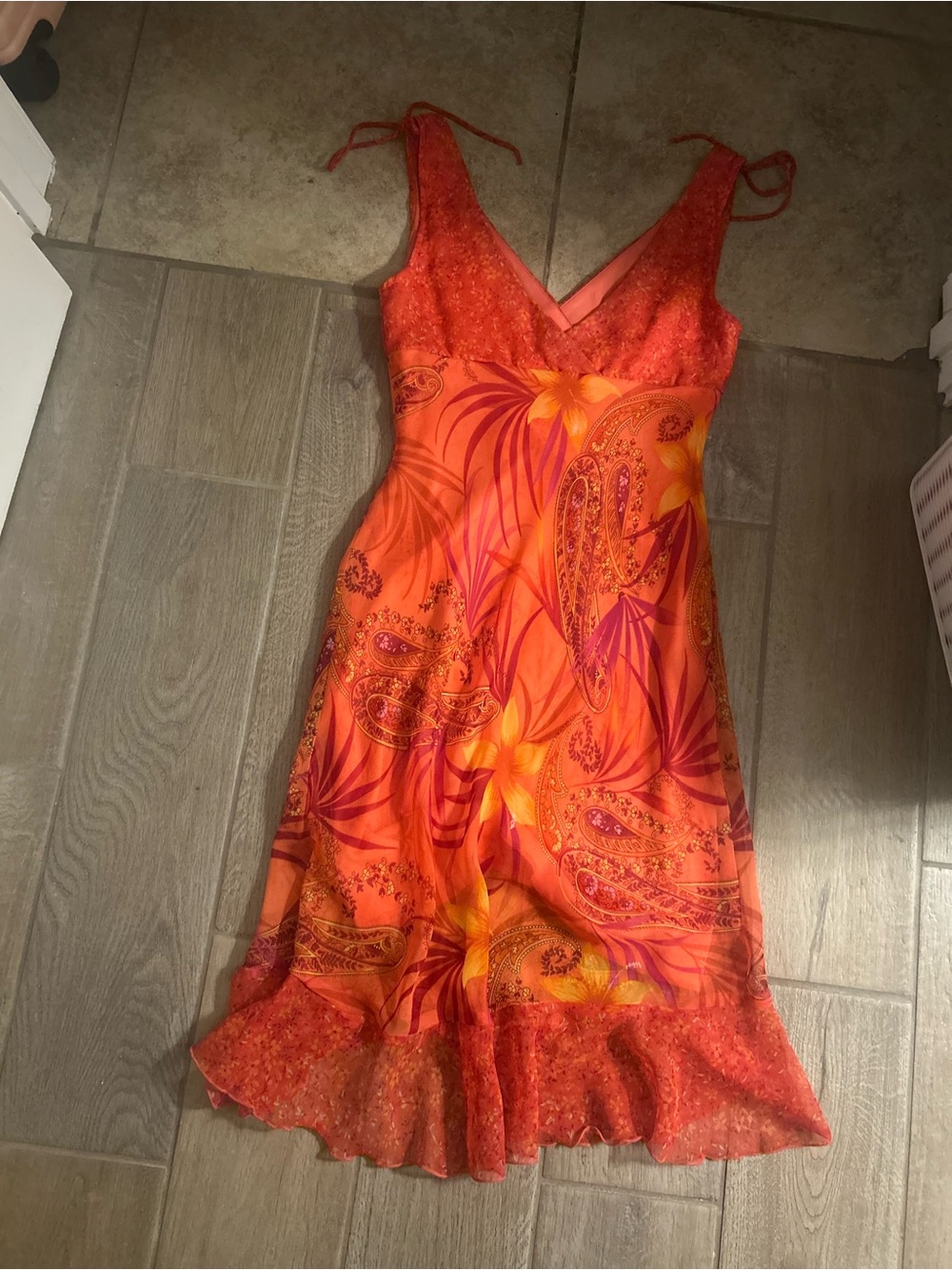 My Michelle Orange and Pink Floral Midi Dress